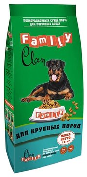 CLAN Корм для собак Family Сухой корм для взрослых собак крупных пород с курицей фото